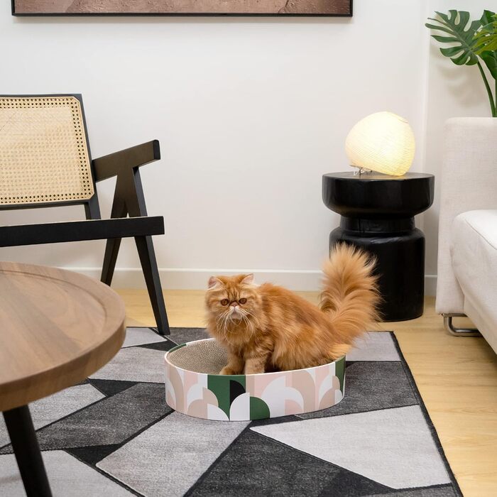 Кігтеточки для котів Conlun 2 в 1: овальні, з мискою та гніздом. З гофрокартону, для лежання та точіння кігтів. Розмір 43x33x10 см