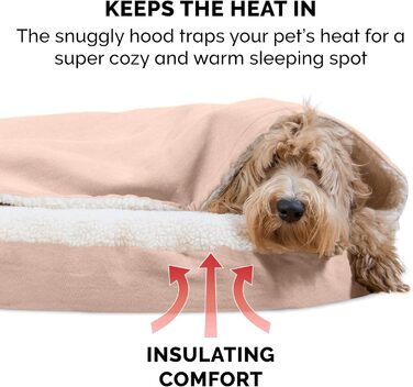 Ортопедичне ліжко для собак Furhaven середнього та малого розміру, 66 см, знімний, пральний чохол, для собак до 13,6 кг – Sherpa & Wildleder Snuggery – Блакитний, 66 см (імітація овечої вовни та велюр, кремовий, 112 x 112 x 7.6 см)