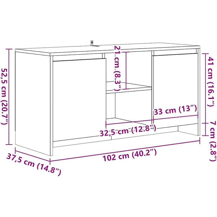 vidaXL телевізійна тумба з дверцятами та полицями, біла, 102x37,5x52,5 см, ДСП (старе дерево), меблі для телевізора, низька тумба, шафа для ТВ, HiFi, для вітальні