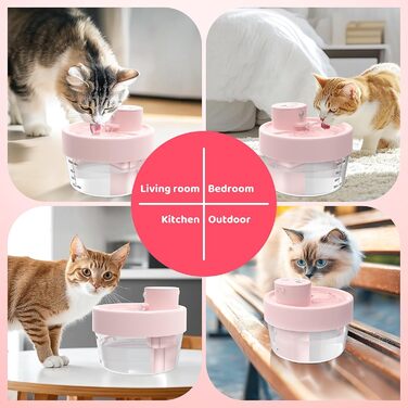 Джерело води для котів RUXAN, 2L, тихий, акумулятор 2200mAh, датчик руху, 3 режими, миска для води для кошенят та собак, білий (рожевий), поліестер
