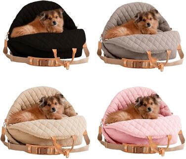 Міцна переноска для собак ZYHARUKO з кишенькою для зберігання, 3-сторонні кільця, неслизьке дно для авто, подорожей, дому, зручна переноска для собак (кремовий)