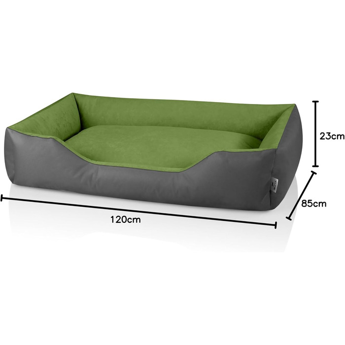 Лягушкове ліжко для собак LUPI, м'яке ліжко для собак з знімним та пральним чохлом, корзина для собак, собаче ліжко-софа, для маленьких собак, S, чорно-сірий (GREEN-ROCK (сірий/зелений), L 75 x W 60 x H 23 см)