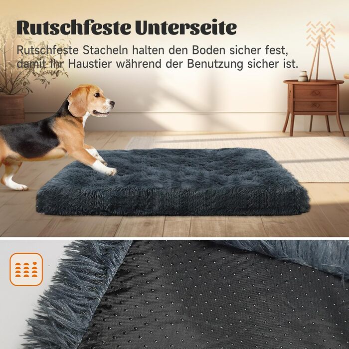 М'яке ліжко для собак, кімнатне, миється, плюшеве, 75x50x8 см, темно-сіре