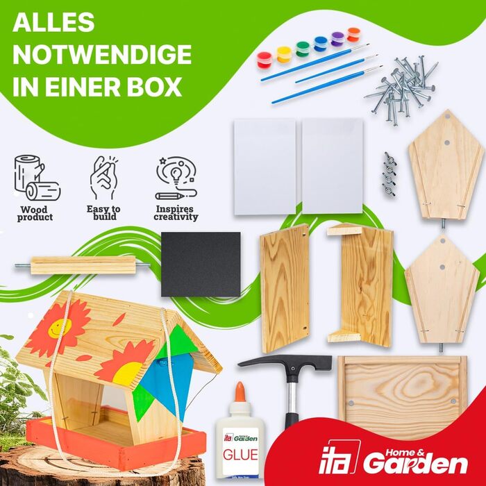 ITA DIY годівниця для птахів з набору для збирання та розмальовування FlybyFeeder - Комплект для рукоділля для дітей