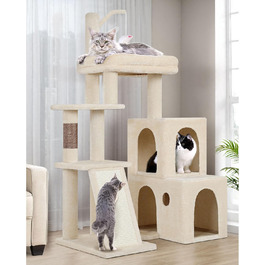 Драбина-кіготь Globlazer для котів XL, бежева, з 2 будиночками, платформа, іграшки, для великих котів та сениорів
