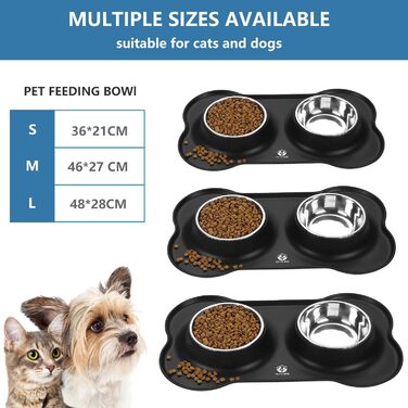 Набір мисок для тварин PET'S HUB з силіконовим килимком (Чорний, Маленький)