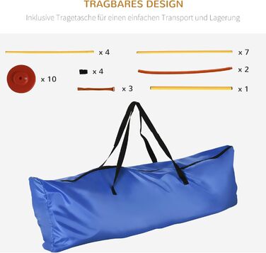 Набір для аджиліті PawHut для собак: 3 елементи, тренування, стрибки, перешкоди, слалом, регульована висота, сумка