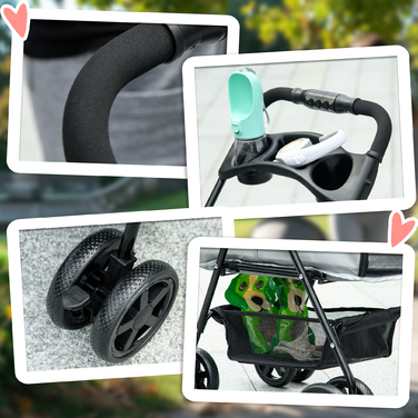 Коляска для собак PawHut Dog Buggy Folding Function Коляска для маленьких собак і кішок Oxford Grey 67x45x96 см, складна та легка