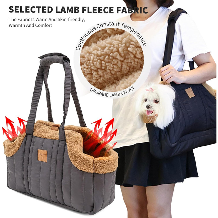 PETCUTE Сумка-переноска для собак та котів, сіра, складна, з гачком безпеки