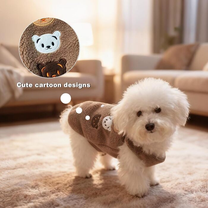 Теплий флісовий жилет для собак, розмір M (8-12 кг), коричневий