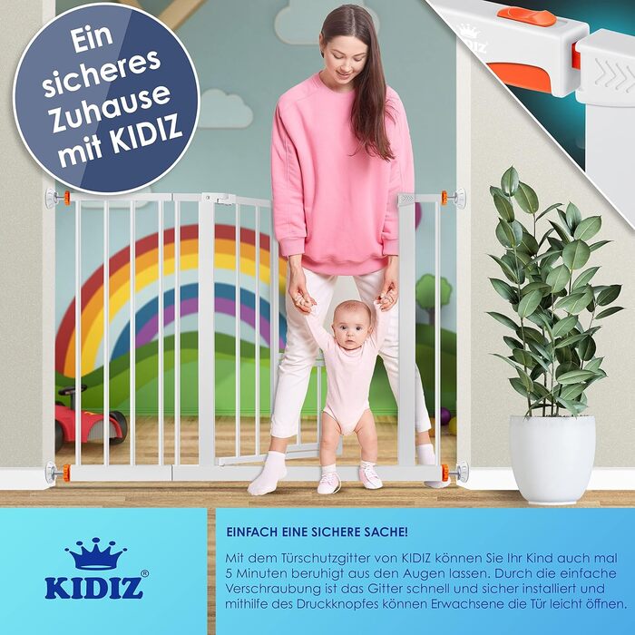 Захист для воріт KIDIZ®: сітка-захист для дітей, собак та котів, без свердління, розширювана, похила, оранжева (102-115 см)