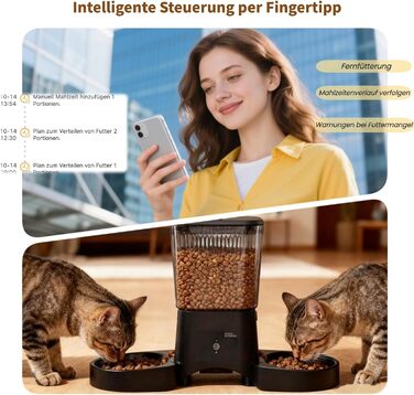 Автоматичний годівник для котів та собак HoneyGuardian з Wi-Fi, 2 миски, 3.5л, APP-керування