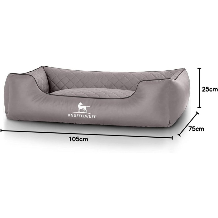 Крісло-ліжко для собак Knuffelwuff Milan, XXL, штучна шкіра, 120 x 85 см, сірий колір