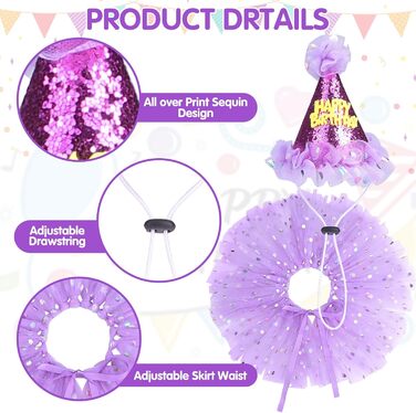 Сукня для собак SCENEREAL на весілля з банданою, комірцем-бантиком та короною, комплект для собак, дівчаток, цуценят, кошенят, аксесуари для вечірки, спідниця-тьюль, костюм для маленьких, середніх та великих собак, білий (весільний) (фіолетовий (день наро