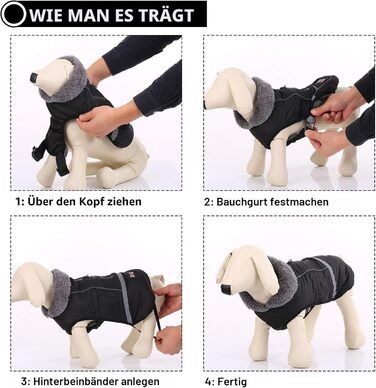 Зимовий одяг для собак QBLEEV: тепла, водонепроникна куртка з флісовою підкладкою, Rollkragen, для холодної погоди, розмір XL (Обхват грудей 50-79 см)