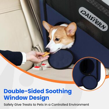 Складана переноска для собак у машину та в подорожі, портативна сумка-переноска для маленьких та середніх собак, швидке складання за 1 хвилину, міцна металева рама, дихаючі сітчасті вікна та зручний доступ (Блакитна)