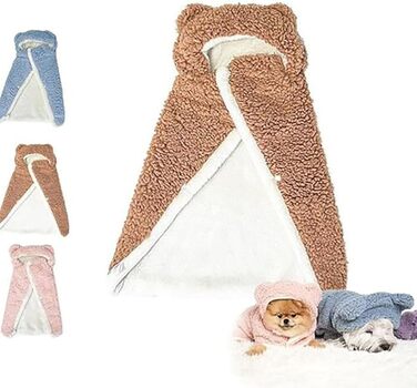 Теплий плед-накидка для собак та котів, м'який плед, накидка для собак у холодну погоду, різні розміри (Колір: Коричневий, Розмір: Середній)