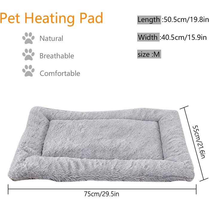 Килимок для собак та котів Fauschig, 70 x 93 см, з неслизьким дном, сірий, розмір M