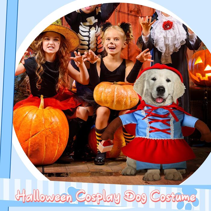 Костюм для собак Huhumy Rotkäppchen на Halloween, милий, кумедний косплей, одяг для собак маленьких, середніх та великих (S, Neck Length:11.8', Chest Girth:16.9')