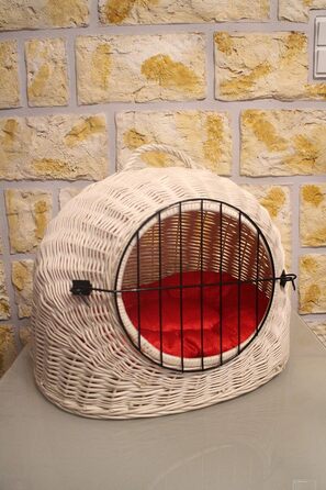 Транспортний кошик для котів, котяча печерка, кошик з плетіння лози з подушкою