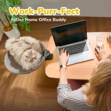 Кішка-гамак CATISM: крутиться на 360°, зручне ліжко-кошик для котів, сірий, 36x38 см, до 20 кг