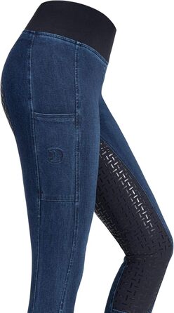 Джинсові легінси для верхової їзди RIDERS CHOICE з повним силіконовим покриттям та кишенею для телефону - RidersDeal Collection, 32, Темно-синій