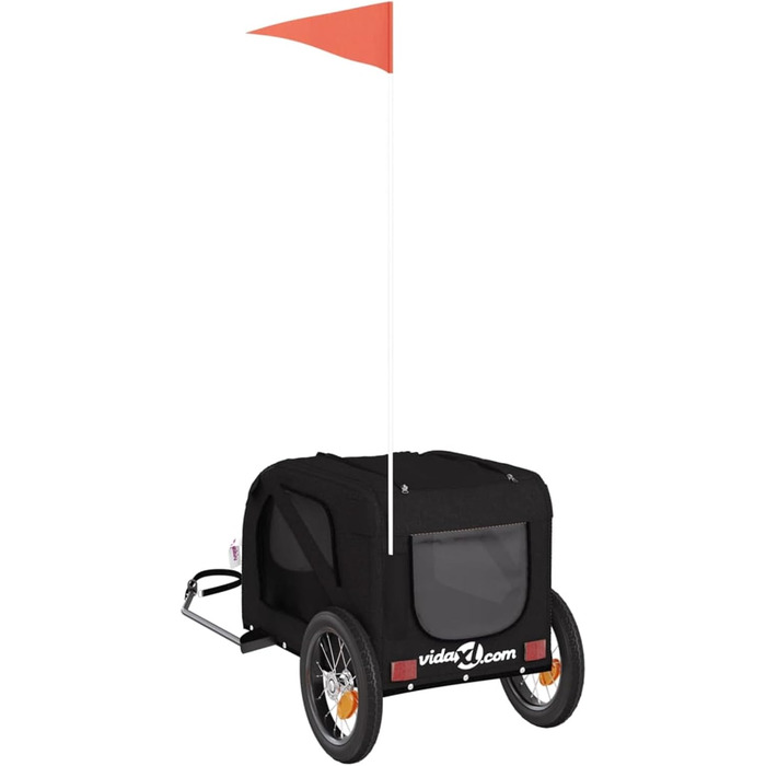 Причіп для велосипеда, переноска для собак, чорний, Oxford-тканина та метал