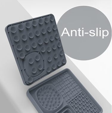 Силіконовий килимок для собак та котів - антистрес, без BPA, з великим присоском (сірий+зелений)