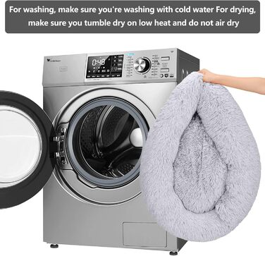 Кругле ліжко для тварин 50 см: м'яке ліжко для собак та котів у формі пончика, світло-сірий колір