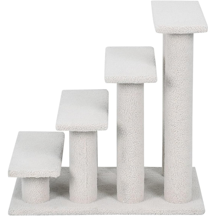 Котяча та собача драбинка COSTWAY, 4 сходинки, до 25 кг, 61x41x60 см, з ДСП і штучного флісу, бежевого кольору – сходи для тварин, ігровий комплекс