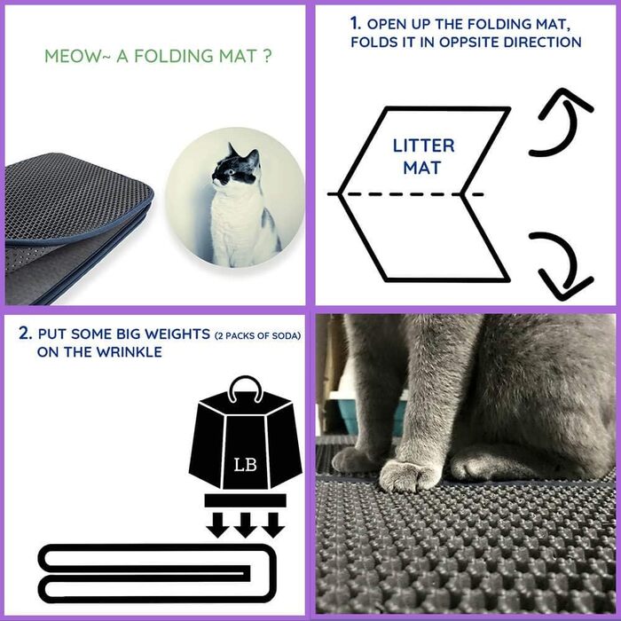 Килимок для котячого туалету KA®, великі коти, водонепроникний, EVA, PVC, двошаровий, для дому, балкону, вітальні