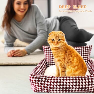 Ортопедичне ліжко для собак PETCUTE, кошик для собак, миється, нековзне, супер м'яке ліжко для домашніх тварин з знімним подушкою, кошик для собак та великих котів та собак, Коричневий (S, Бордовий)