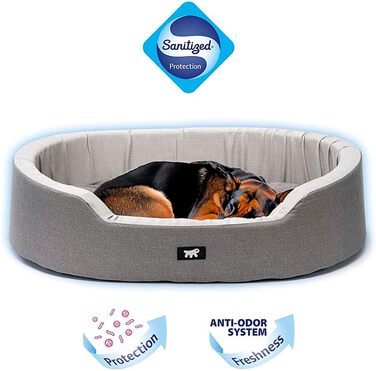 Крісло-ліжко для собак Ferplast, великих порід, сіре, 80 x 55 x 18 см, бавовна, з антибактеріальним та антивірусним захистом, миється