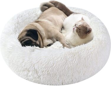 М'яке кругле ліжко для котів та собак. Ліжко-подушка для тварин, 70см, біле. Підходить для котів та собак середніх розмірів. Легко миється.