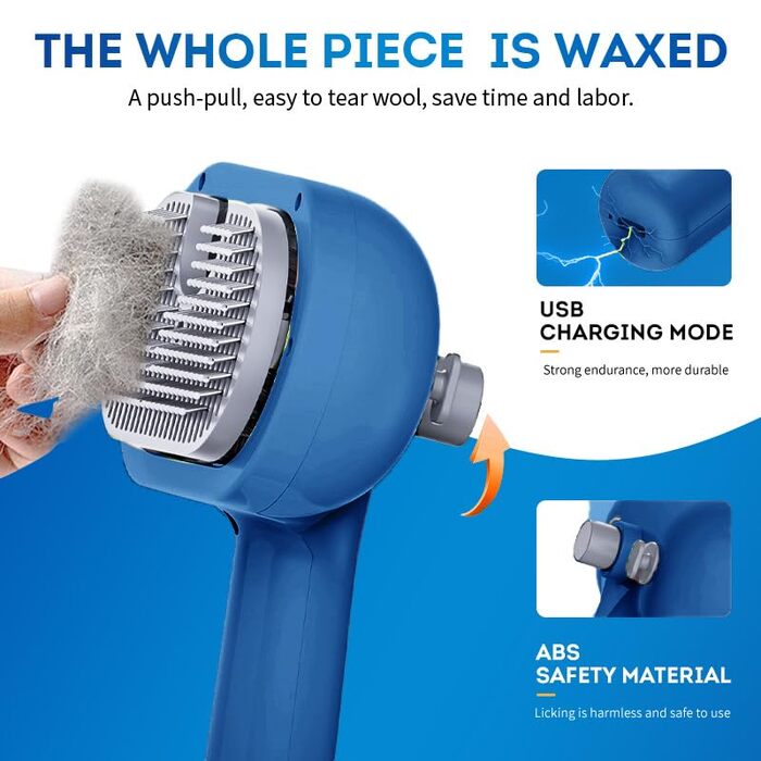 Щітка для котів Sylswx з парою, 3 в 1, для довгої та короткої шерсті, також для собак, проти статичної електрики та ковтунів, біла (блакитна)