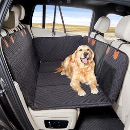 Задній сидіння для собак, жорсткий піддон (132x63,5 см), вантажопідйомність 40 кг, неслизька тканина Oxford для SUV/Kombi/Pick-up (Чорний)