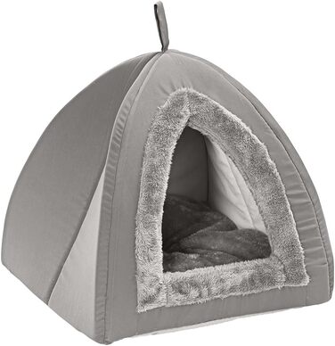 Кішечка-лежанка Dehner Findus, м'яка, поліестер, сірий колір, 40 x 40 x 35 см