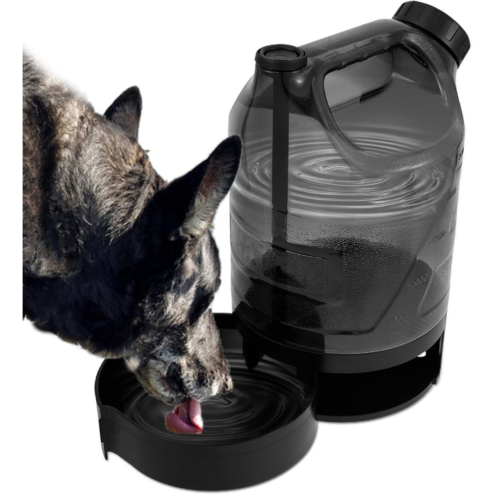 Водяна пляшка для собак об'ємом 2500 мл, портативна XXL велика, витокозахисна, для подорожей, парків, кемпінгу, походів (чорна)