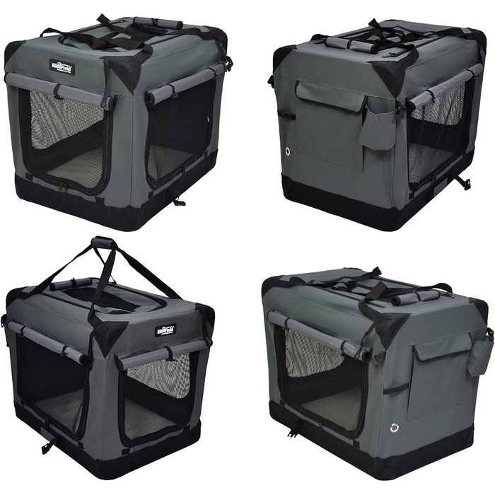 Клітка для собак EliteField з 3 дверцятами, складана, м'яка, з сумкою для перенесення та флісовою підстилкою, для дому та вулиці, 91.4 x 61 x 71.1 см