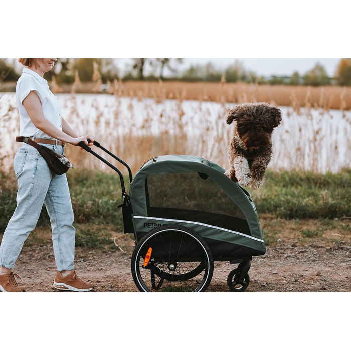 Причіп для велосипеда для собак до 40 кг Active ONE 2в1, пружинний, зелений