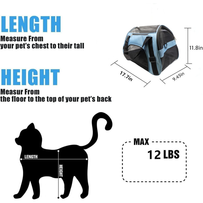 Переноска для котів та собак, м'яка, портативна, складана, бірюзова (Mittel-Blau)