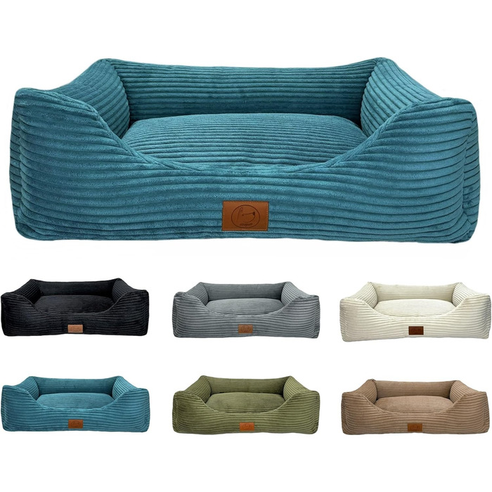 Ортопедичне ліжко для собак Elropet з м'якого корду, кошик для собак, XS/S/M/L/XL, блакитний колір, розмір XS (65x50x18 см)