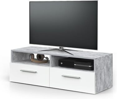 Тумба під телевізор Vicco Diego, білий глянець, 95x38 см, бетон