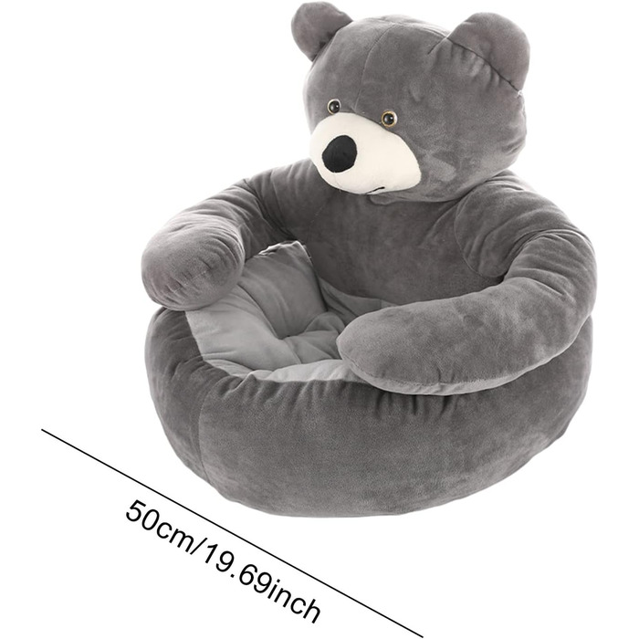 М'яке ліжко для кота та собаки: кругла плюшева лежанка для тварин, знімна та миється, 50 см (сірий колір)