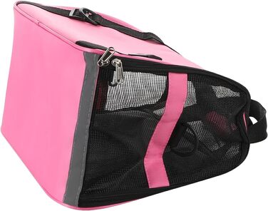 Транспортна сумка для собак та котів: рожева, складна, з регульованим плечовим ременем, 42 x 20 x 25.5 см