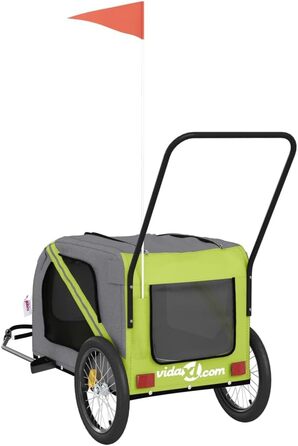 Причіп для велосипеда для собак та котів, зелений та сірий, Oxford-Gewebe та метал