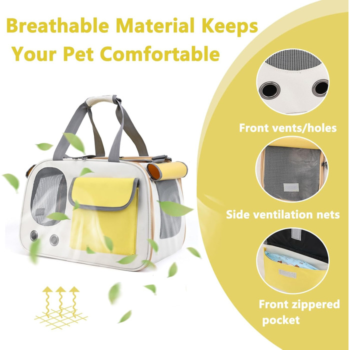 Транспортна переноска для котів та собак, складна, легка та міцна, сертифікована для авіаперевезень, з дихаючою сіткою та надійними застібками, ідеальна для подорожей (зелена)