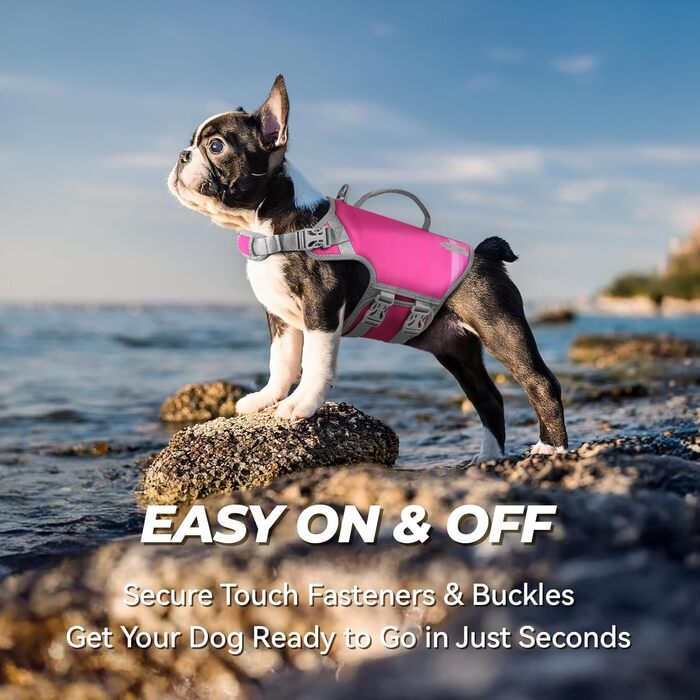 Жилет рятувальний для собак VIVAGLORY Neoprene, S, рожевий (56-66 см обхват грудей)