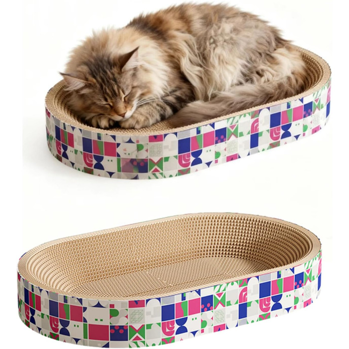 Кігтеточки для котів 2 шт. - овальні, 61 см, з лежаком, з картону, XXL (60x40x9 см)