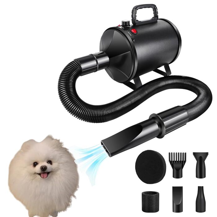 Фен для собак Blower: тихий, з регулюванням швидкості, 4 насадки. Ідеальний для грумінгу та сушіння тварин